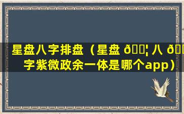 星盘八字排盘（星盘 🐦 八 🌴 字紫微政余一体是哪个app）